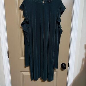 Teal Ruffle Sleeve Dress